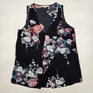 Daniel Rainn Black Floral Sleeveless Blouse